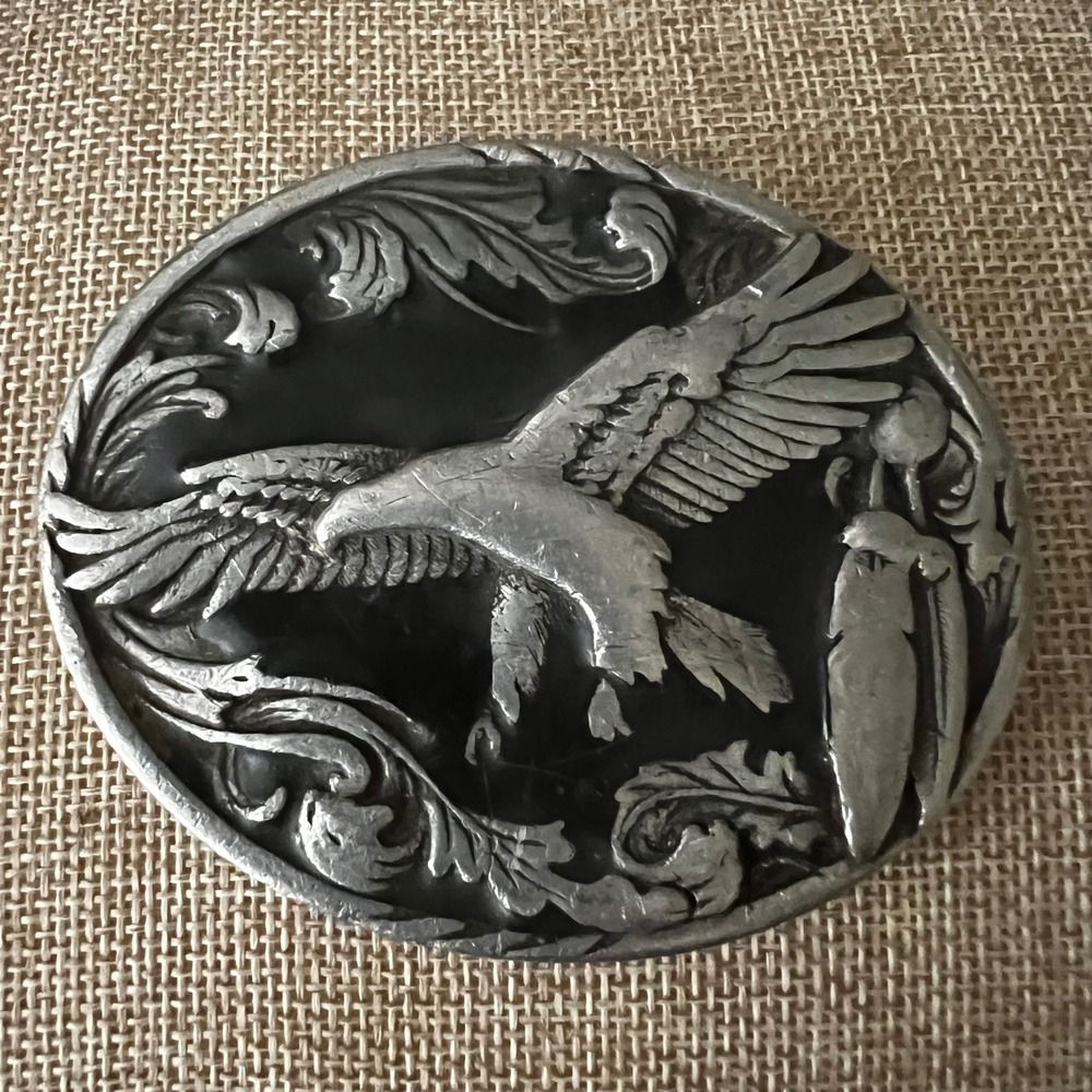 Siskiyou 1995 Flying Eagle Pewter Belt‎ Buckle A-2 Made in USA Large Western